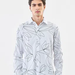 Snitch Men Floral Printed Spread Collar Pure Cotton Casual Shirt-picture-33