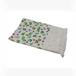 Bichauna White & Green Printed Cotton 120 GSM Bath Towel image 5