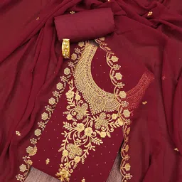 KALINI Embroidered Silk Georgette Unstitched Dress Material-image-47