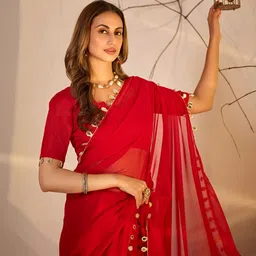 Prettyage Embellished Mirror Work Poly Georgette Banarasi Saree image 3