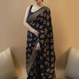 Moda Rapido Ethnic Motifs Zari Silk Blend Handloom Banarasi Saree image 5