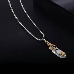 kazare Rhodium-Plated Feather Shaped Pendants with Chains image 2