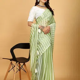 K 5 Fashion Striped Pure Georgette Saree-image-6