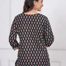 SHOPAXIS Floral Printed Notch Neck Pure Cotton Kurti image 4