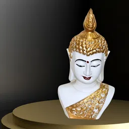 MISS PEACH Gold-Toned & White Classic Glossy Buddha Showpiece-picture-31