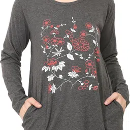 craftly Women Printed Round Neck Cotton Blend Multicolor T-Shirt image 1