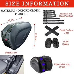 hukimoyo Motorcycle Saddle Bag for Bike, Cycle Waterproof Tail Storage Side Bag for Rider Double-side Black Plastic Motorbike Saddlebag image 2