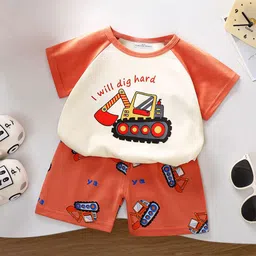 FOREVER FRIDAY Boys Printed Round Neck Pure Cotton T-Shirt With Shorts-image-91