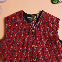 Sangria Boys Printed Pure Cotton Collarless Quilted Jackets image 5