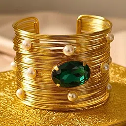 DressBerry Women Crystals Handcrafted Gold-Plated Cuff Bracelet-picture-35