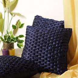 Myntra Elegant Homes Navy Blue Set of 3 Geometric Square Cushion Covers-image-42