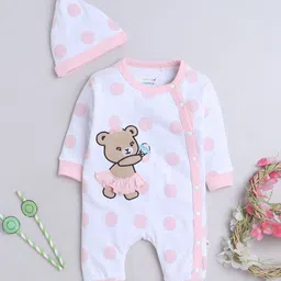 BUMZEE Infant Girls Printed Cotton Rompers With Cap-picture-30