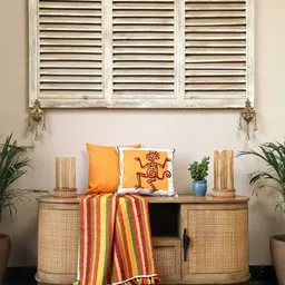 Sangria Aztec Echoes White Set of 2 Printed Cotton Square Cushion Covers - 16 in-picture-39