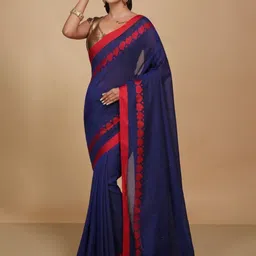 BENGAL HANDLOOM Solid Taant Saree-image-97