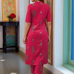 Chandbaali Women Ethnic Motifs Embroidered Regular Thread Work Pure Cotton Kurta with Trousers image 4