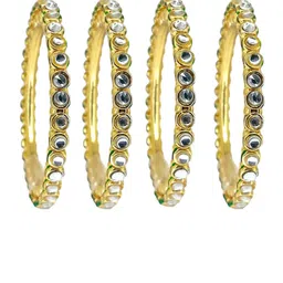 FEMMIBELLA Set Of 4 Gold-Plated Kundan Studded Bangles image 2