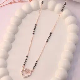 Hisa Rose Gold-Plated American Diamond Studded & Artificial Beaded Mangalsutra-picture-10