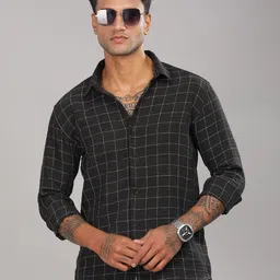 PAUL STREET Men Standard Slim Fit Windowpane Checks Opaque Checked Casual Shirt image 1