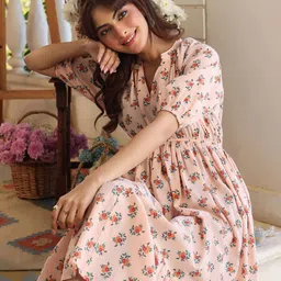 KALINI Floral Print A-Line Dress image 4