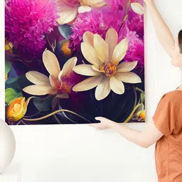 RANDOM Pink & Cream-Coloured Canvas Floral and Botanical Wall Paintings image 5