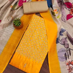 SAINOOR Floral Zari Embroidered Semi-Stitched Dress Material-picture-26