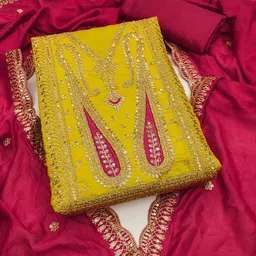 Panzora Ethnic Motifs Embroidered Sequinned Unstitched Dress Material image 3