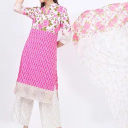Vishudh Women Floral Printed Kurta with Palazzo & Dupatta image 3
