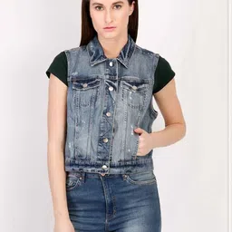 Stylecast X Kotty Spread Collar Cotton Denim Jacket-picture-36