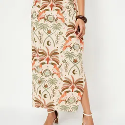 max Printed Pure Cotton A-Line Midi Skirt-picture-24