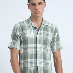 THE BEETEL HOUSE Standard Oversized Checked Cuban Collar Shirt-picture-24