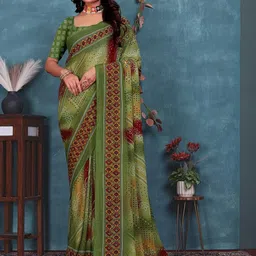 KANOODA Bandhani Printed Pure Georgette Saree-image-55