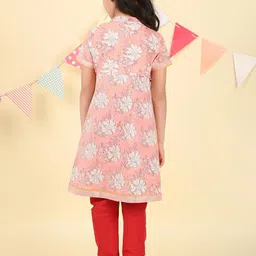 Fabindia Girls Floral Printed Regular Pure Cotton Kurta with Churidar & With Dupatta image 3