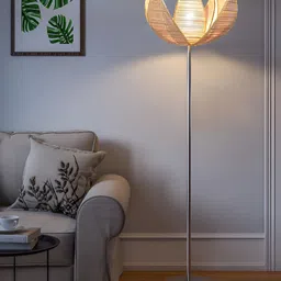 Devansh Beige Rose Design Floor Lamp Steel Base image 2