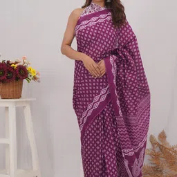 Vanedik Floral Pure Cotton Block Print Saree-picture-32