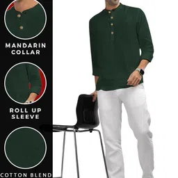 BHUVIKOO Men Green Kurtas image 3