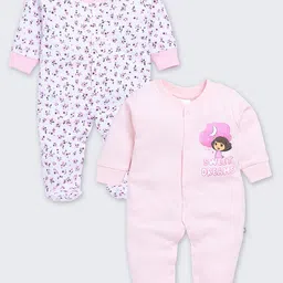 YK X Tinyo Infant Girls Pack of 2 Printed Pure Cotton Sleepsuits-picture-43