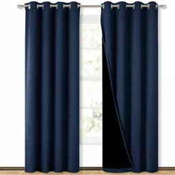 BFAM Navy Blue Set of 2 Black Out Long Door Curtain-picture-24