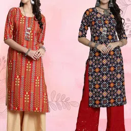 Ethnic basket Women Pack Of 2 Multicoloured Crepe Kurtas-picture-22