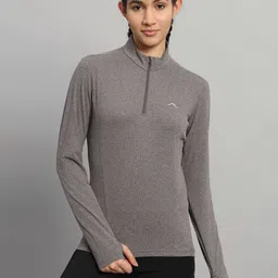 Reccy Women Moisture Wicking Solid High Neck T-shirt-picture-39