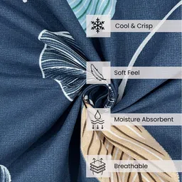 SWAYAM Navy Blue & Teal 210 TC King Bedsheet with 2 Pillow Covers image 5