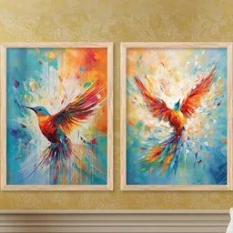 WALLLANE Multicoloured 2 Piece Wood Wall Paintings image 2