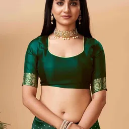 Snofi Creation Woven Design Zari Kanjeevaram Saree With Unstitched Blouse Piece image 2