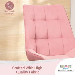 flipkart perfect homes Polar Swivel Height-Adjustable Velvet Desk Study Chair in Pink Color Fabric Office Executive Chair image 2