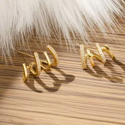 Vembley Gold-Plated Alloy Cubic Zirconia Contemporary Studs image 4