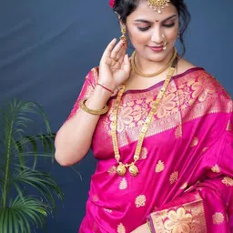 Jhumki creation Ethnic Motifs Zari Saree With Unstitched Blouse Piece image 2