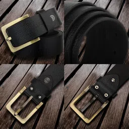 urban alfami Men Casual, Evening, Formal, Party Black Genuine Leather Belt image 2