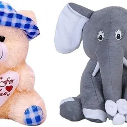 mhk GREY ELEPHANT & BUTTER BLUE CAP Soft Stuffed Toy - 18 cm-picture-10