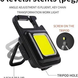 sacro Mini (LED COBB) Keychain Flashlight With4 Light Modes Folding Bracket BottleD83 4 hrs Torch Emergency Light image 3