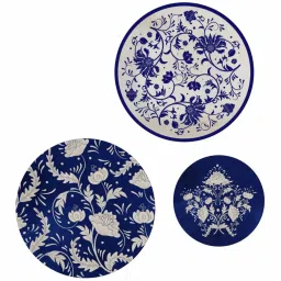 homscape Decorative Wall Plates In Rajasthani Blue Pottery Handcrafted Design Set Of 3 image 5