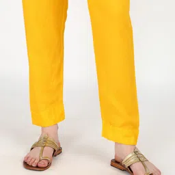 anvi creation Women Regular Fit Yellow Viscose Rayon Trousers image 3